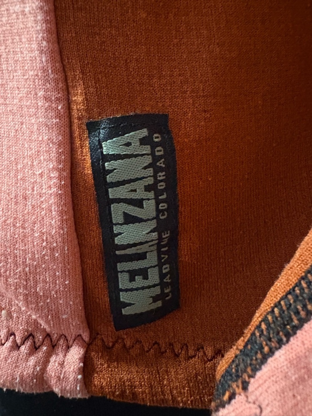 MELANZANA hooded pullover in rust and salmon. Special!! Women’s size small.